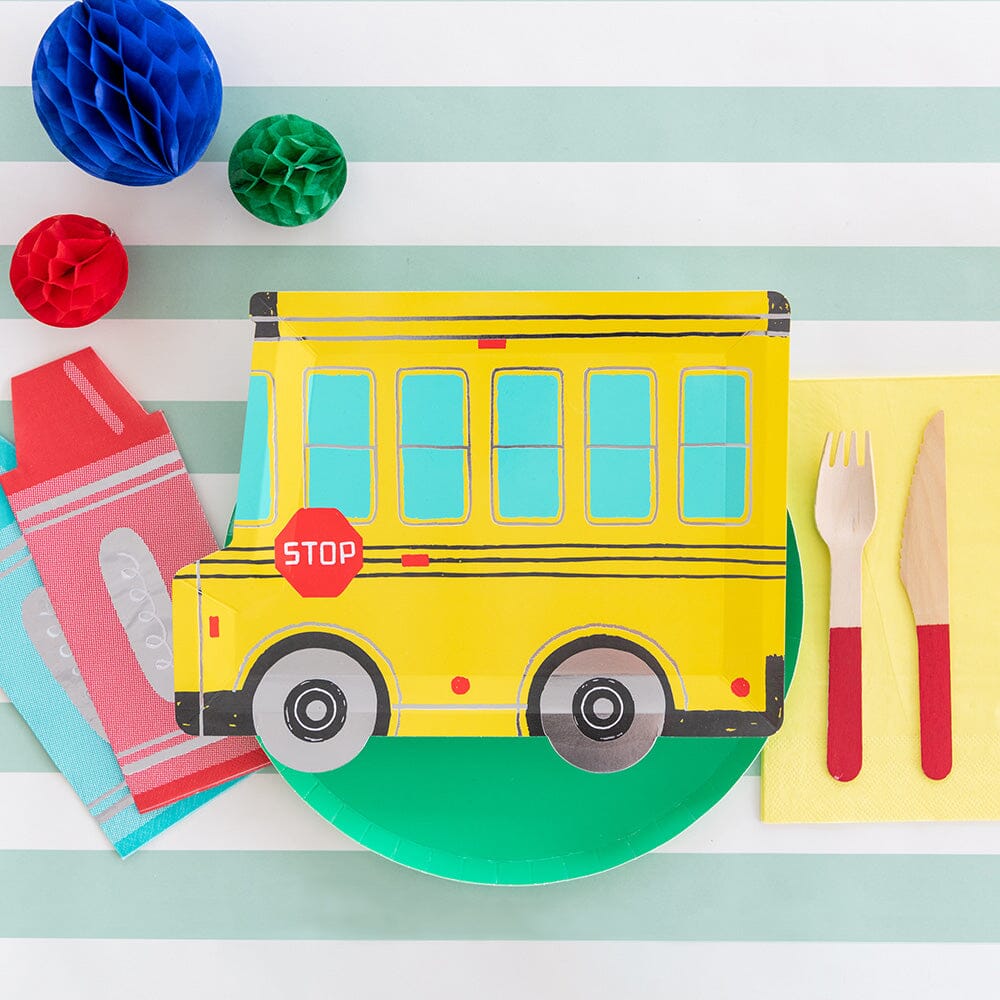 School Days Large School Bus Plates - 8 Pk.