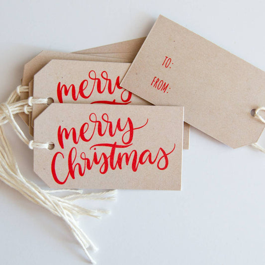 Merry Christmas Kraft Gift Tag, Holiday Packaging