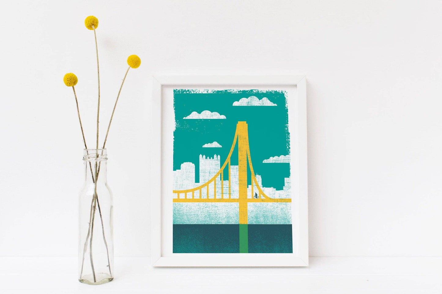 Teal Pittsburgh City of Bridges Print 2 Small OR Medium