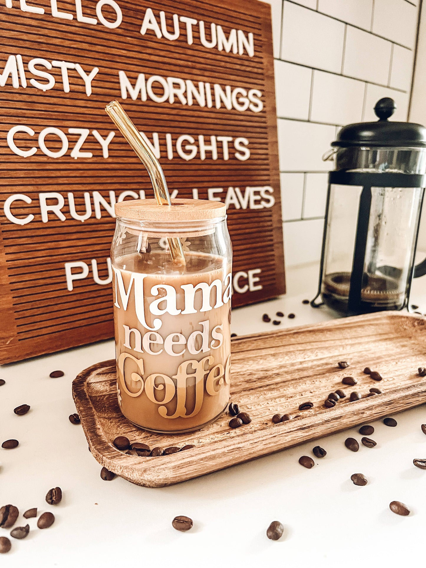 Mama Needs Coffee Beer Can Glass