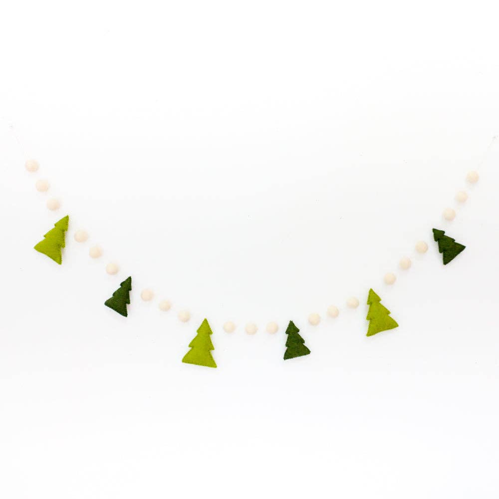 Green tree felt holiday Christmas garland