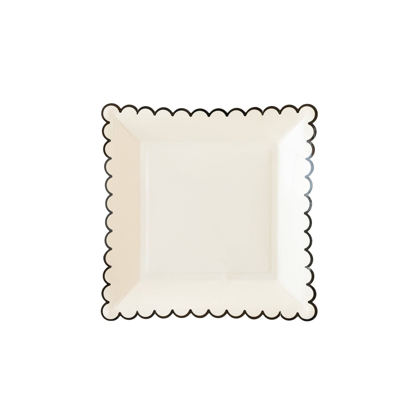 White Plates With Black Edge Scallop