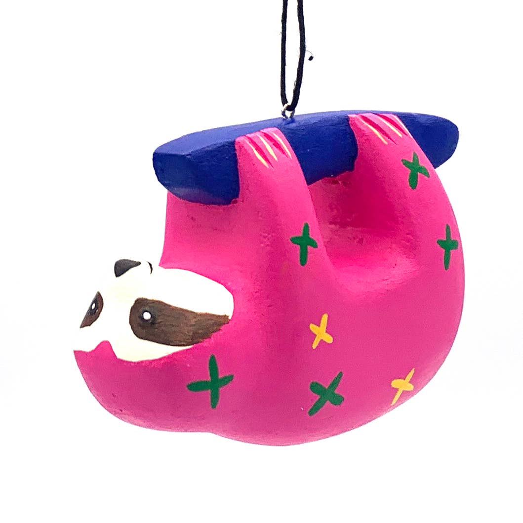 Whimsical Sloth Balsa Ornament