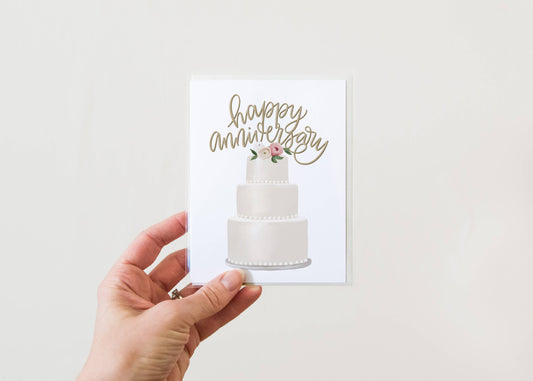Happy Anniversary Greeting Card with Cake