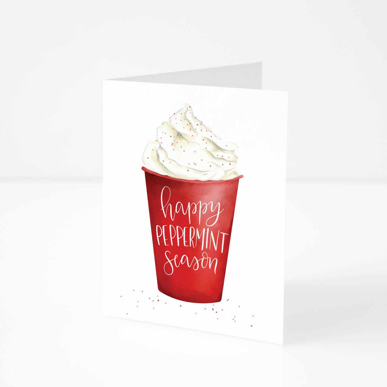 Peppermint Latte Coffee Lover Blank Christmas Greeting Card