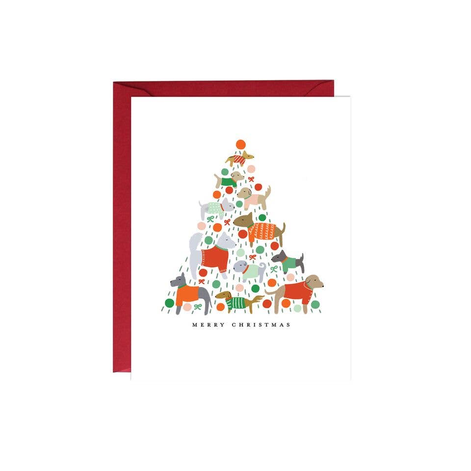 Dogs Christmas Tree Card