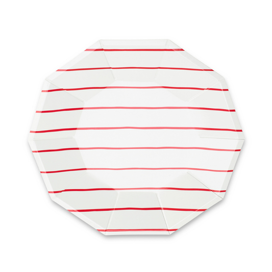 Frenchie Striped Candy Apple Plates - 2 Size Options - 8 Pk.