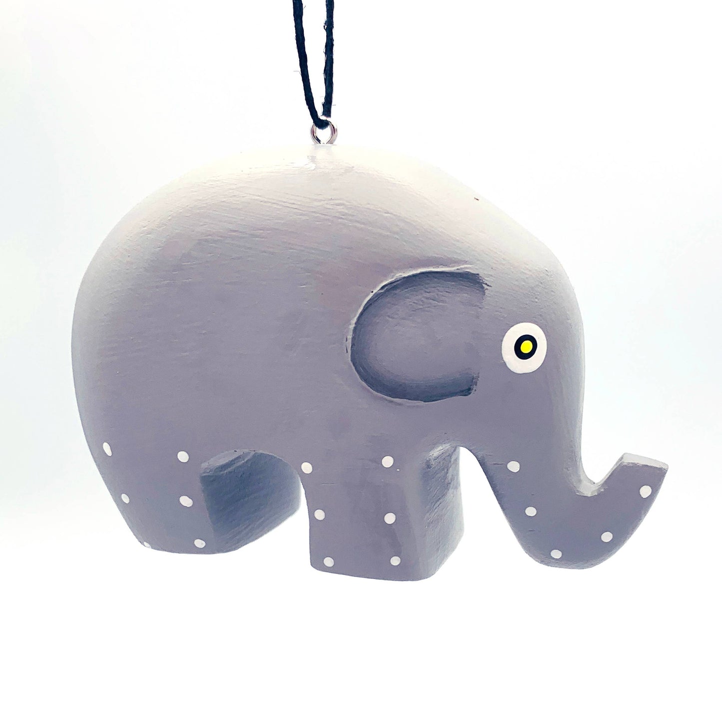 Whimsical Elephant Balsa Ornament - Grey