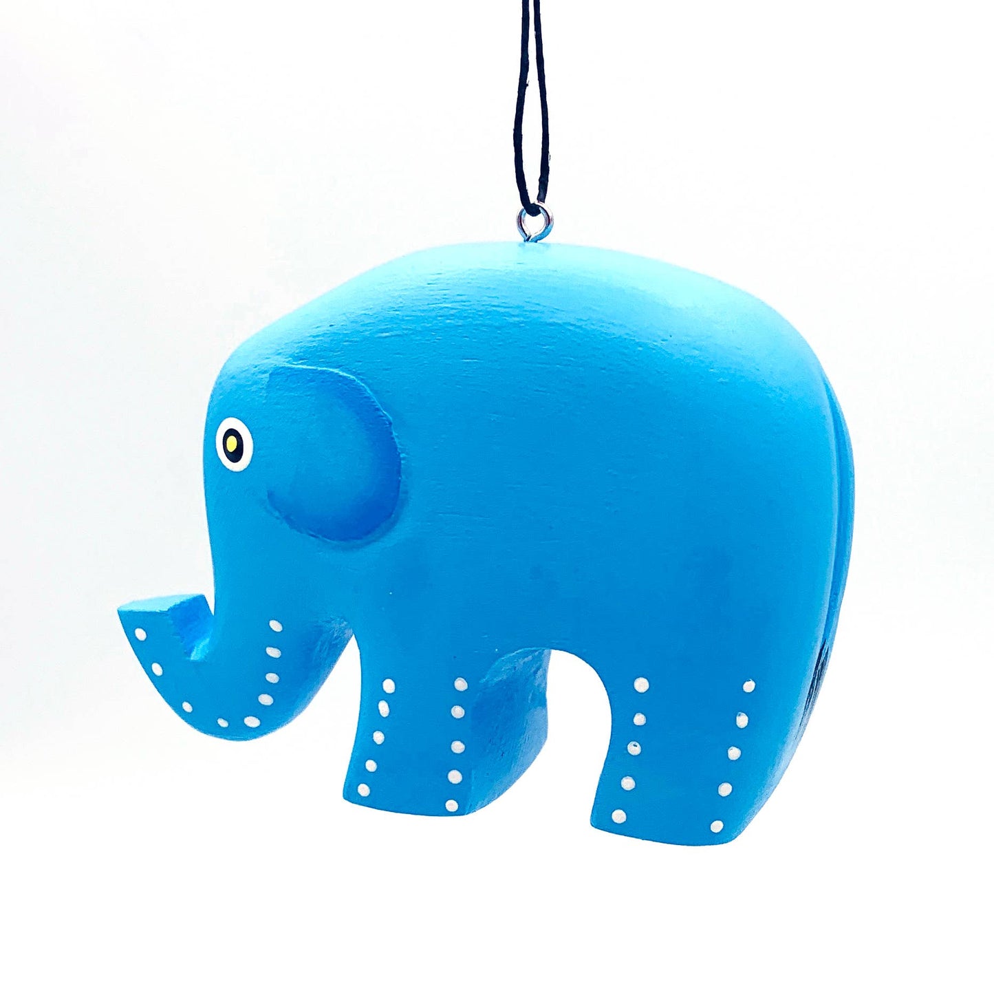 Whimsical Elephant Balsa Ornament - Blue