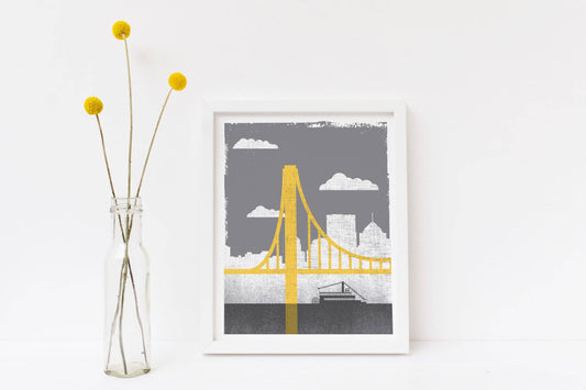 Grey Pittsburgh City of Bridges Print 1 Small OR Medium