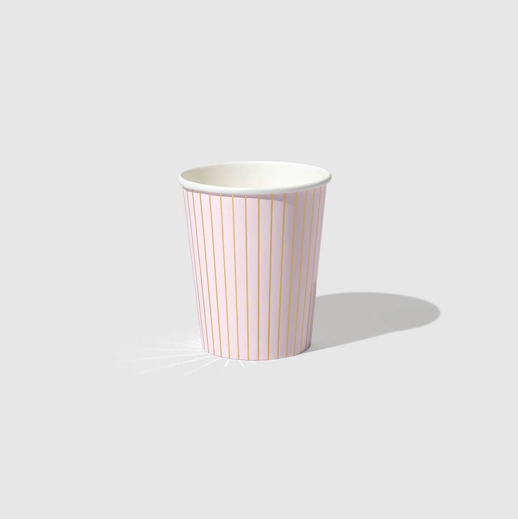 Pale Pink Pinstripe Paper Party Cups (10 per Pack)