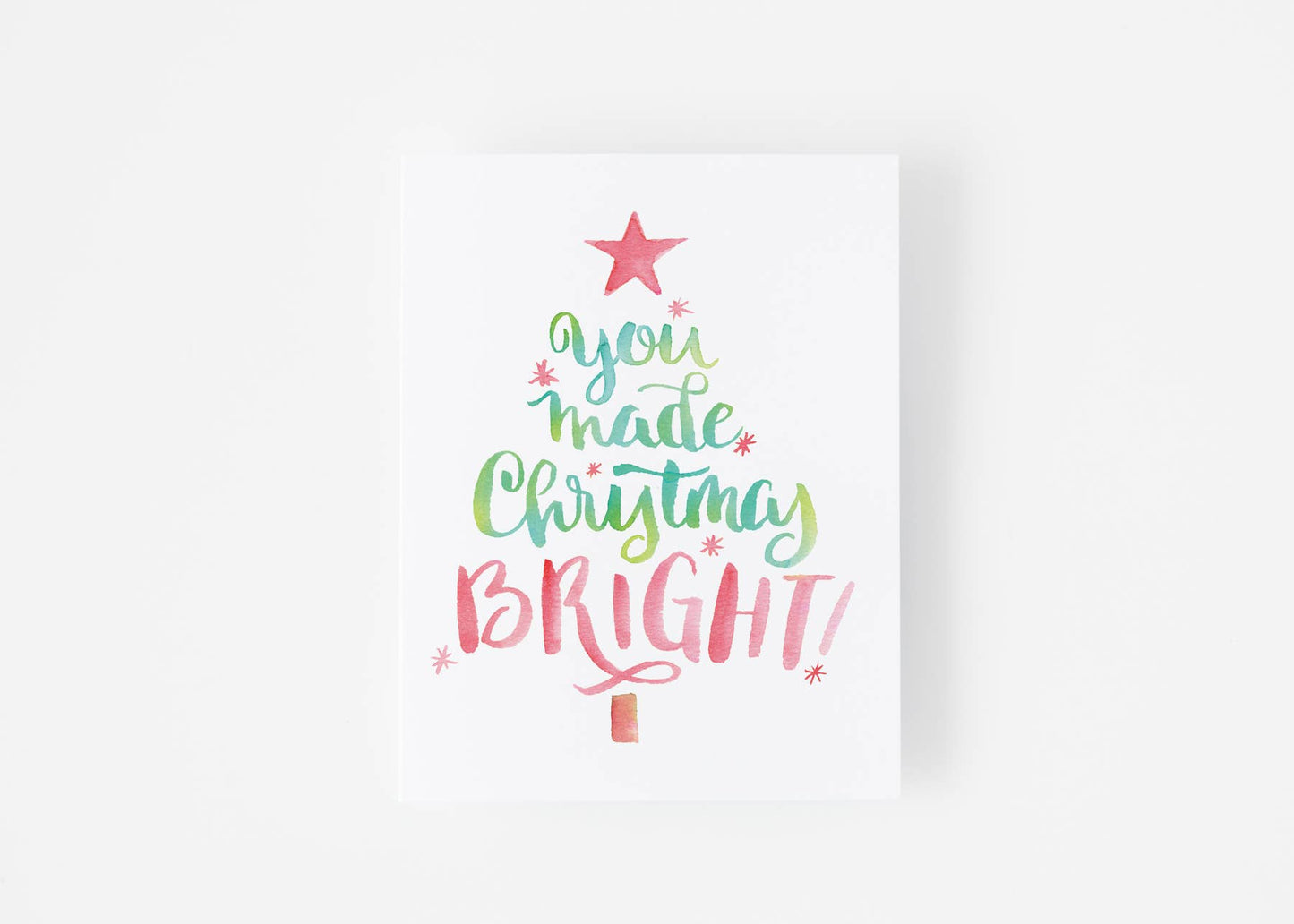 You Made Christmas Bright Watercolor Thank You Card