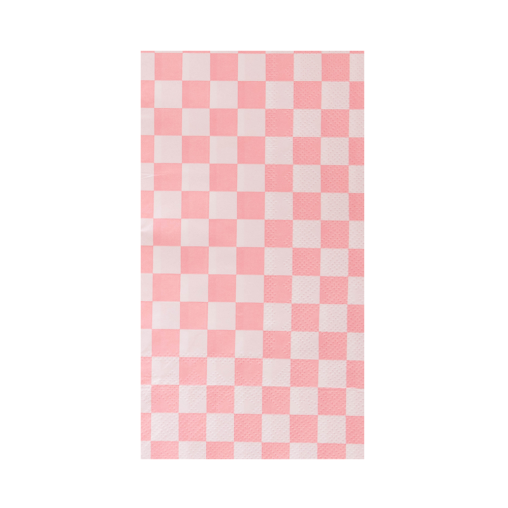 Check It! Tickle Me Pink Check Guest Napkins - 16 Pk.