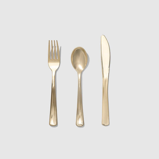 Metallic Gold Cutlery (30 per pack)